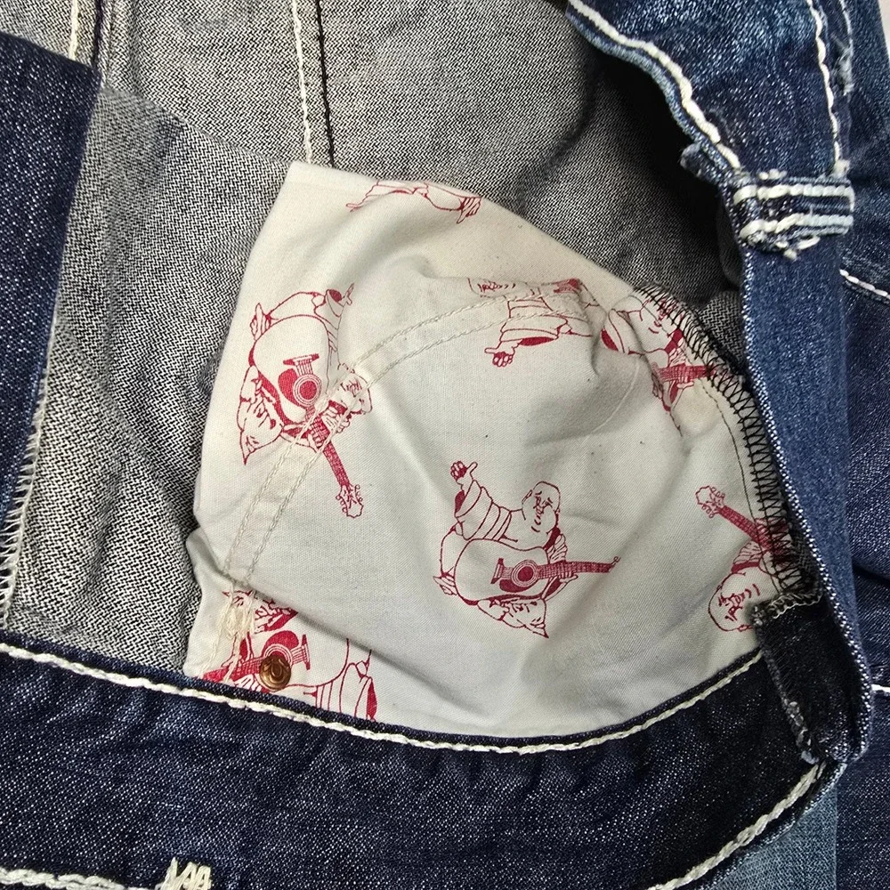 True Religion Denim Shorts Mens 54 Big Tall Blue USA‎ Flag ALTERED